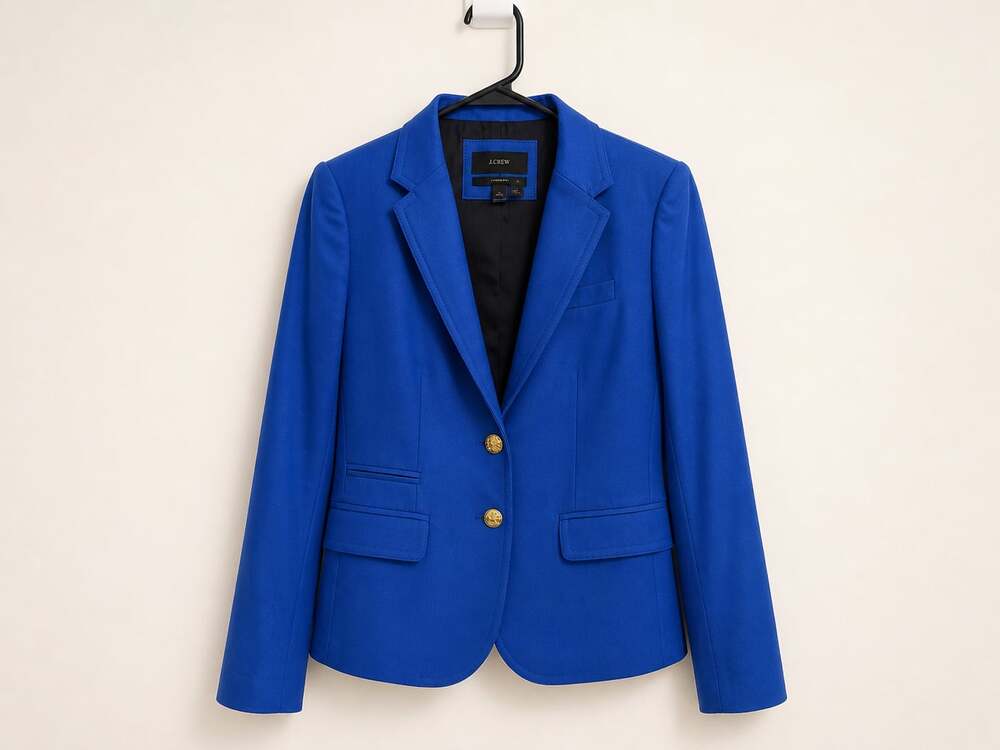 J.Crew 100% Wool Schoolboy Blazer Blue Sz 2 Work Professional Office
